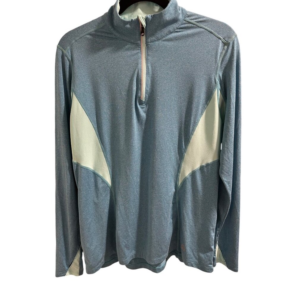 🍒 2/$20 Road Runner Two Tones Turquoise Athletic Pullover with Thumb Holes sz L